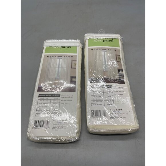 Ellery sheer panel victoria ivory set of 2 ring 59" width 84" length READ NEW - Picture 4 of 6
